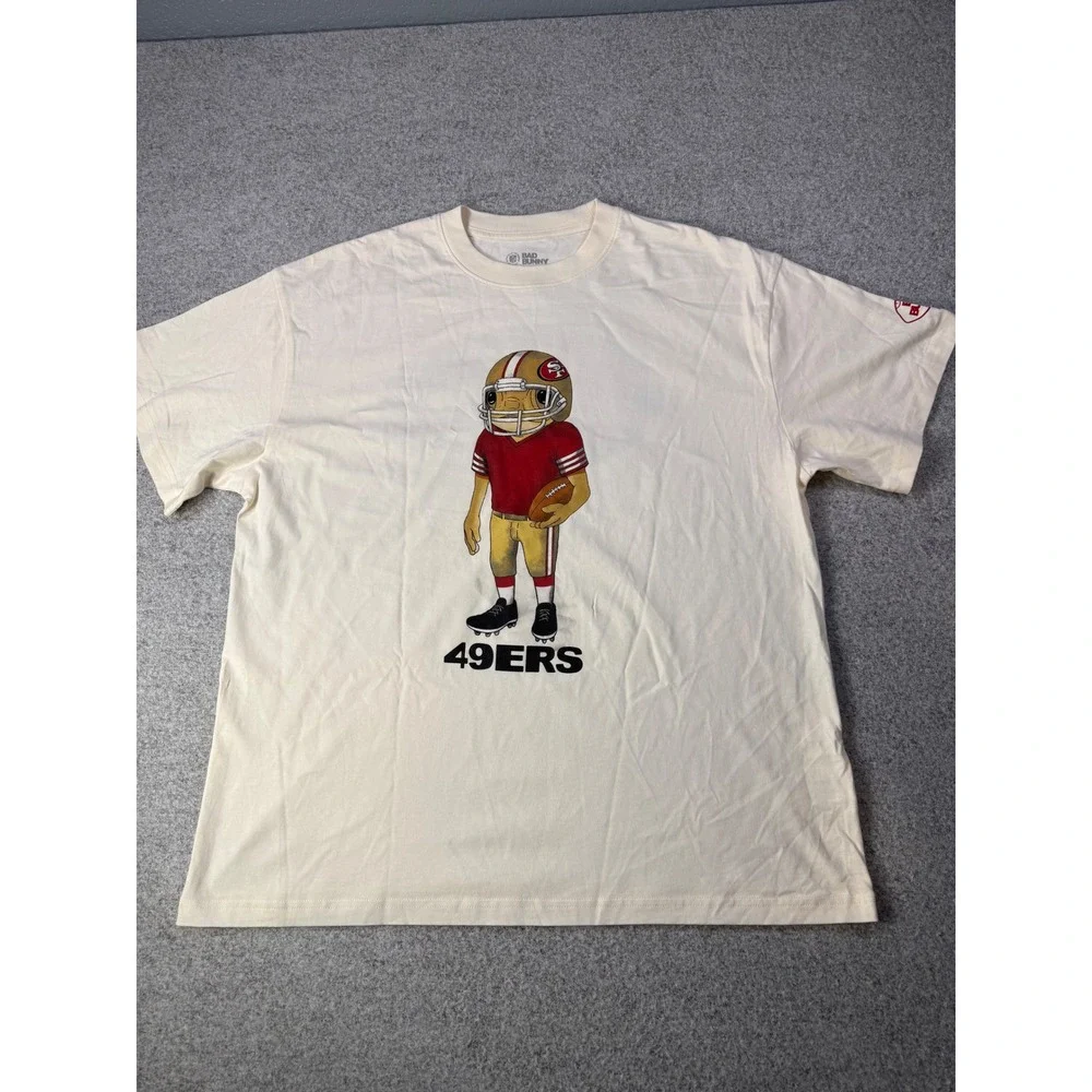 Bad Bunny x NFL San Francisco 49ers Cream Graphic T-Shirt Mens Large Limited - Picture 2 of 7